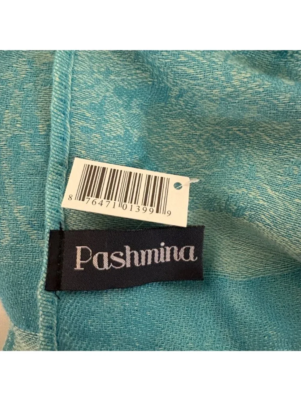 Pashmina Turquoise Scarf Fringed Wrap Lightweight Elegant Soft 27in x 65in NEW